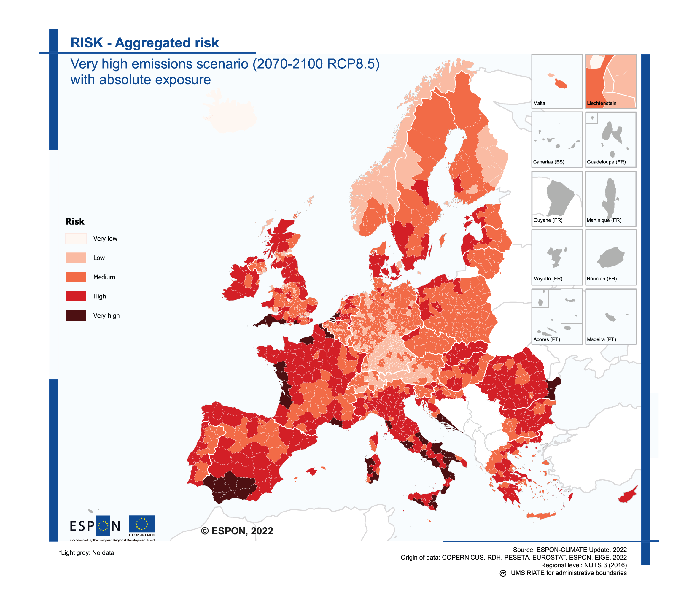 ESPON at the COP 27: Spatial distribution of risk in Europe associated with the climate change